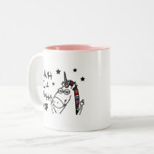 SHUH DUH FUHカップとユニコーンデザインユーモア引用文 ツートーンマグカップ (正面左)