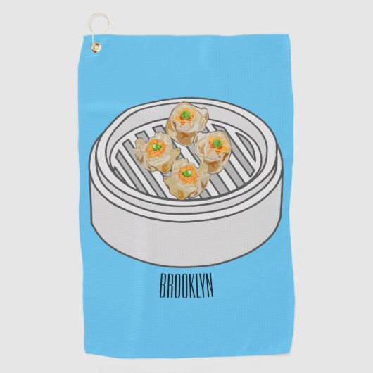 Shumai dim sum漫画イラストレーション ゴルフタオル (正面)