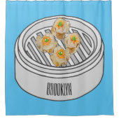 Shumai dim sum漫画イラストレーション シャワーカーテン (正面)
