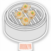 Shumai dim sum漫画イラストレーション シール (正面)