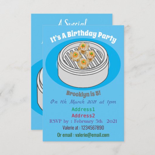 Shumai dim sum漫画イラストレーション 招待状 (正面/裏面)