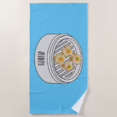 Shumai dim sum cartoon illustration ビーチタオル (正面)