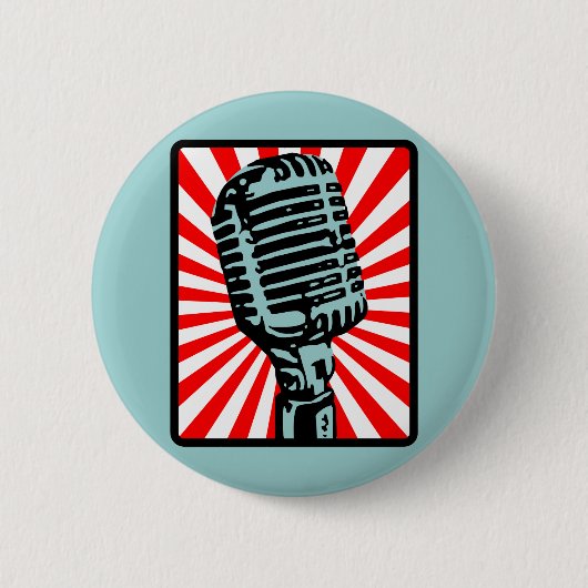 Shure 55Sのヴィンテージのマイクロフォン 缶バッジ (正面)