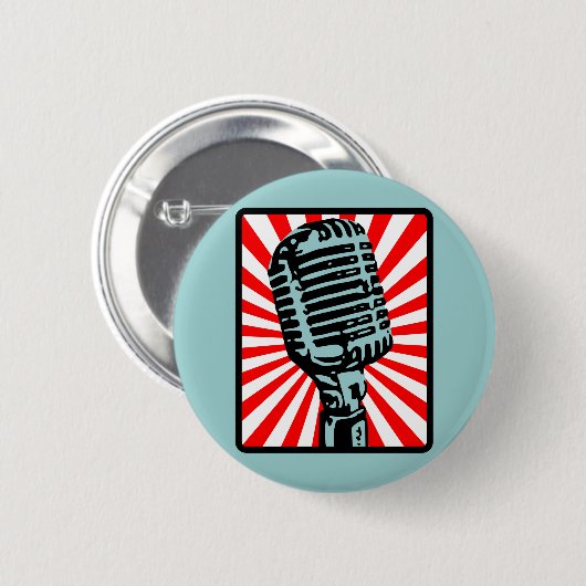 Shure 55Sのヴィンテージのマイクロフォン 缶バッジ (正面&裏面)