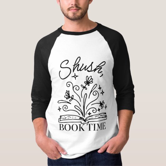 Shush, Book Time | Books Lover Tシャツ (正面)