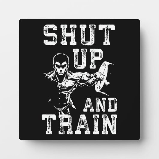 Shut Up And Train – アニメボディビルジムトレーニング フォトプラーク (正面)