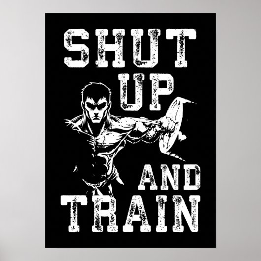 Shut Up And Train – アニメボディビルジムトレーニング ポスター (正面)