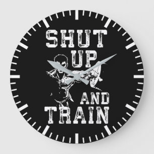 Shut Up And Train – アニメボディビルジムトレーニング ラージ壁時計