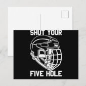 Shut Your Five Hole Hockey Goalie Sport Goalkeeper ポストカード (正面/裏面)
