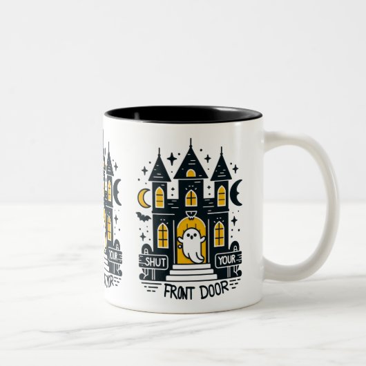 Shut Your Front Door Mug – Glowing Haunted Mansion ツートーンマグカップ (右)