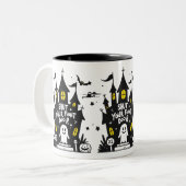 Shut Your Front Door Mug – Haunted House Ghost ツートーンマグカップ (正面左)