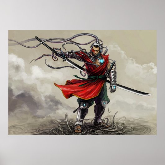 SHWANN: The Futuristic Samurai DJプリント ポスター (正面)