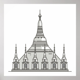 Shwedagonの塔の世界の陸標 ポスター