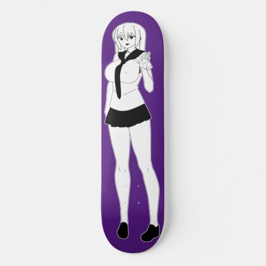Shy Anime School Girl Skateboard Deck スケートボード (正面)