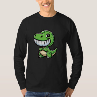 Shy Dino Cartoon Trex Showing Teeth Happy Friendly Tシャツ