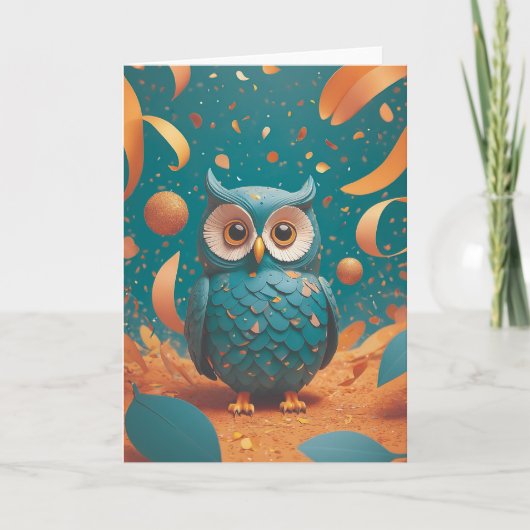 Shy owl suddenly Birthday カード (正面)