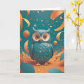 Shy owl suddenly Birthday カード (黄色い花)