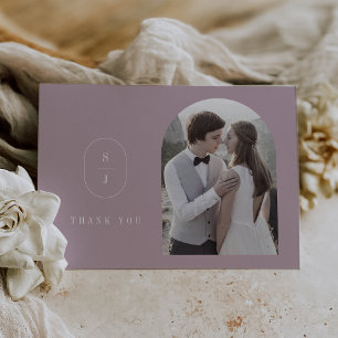 SHYLAHフラット薄紫幾何学的モノグラム結婚写真 サンキューカード