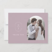 SHYLAHフラット薄紫幾何学的モノグラム結婚写真 サンキューカード (正面)