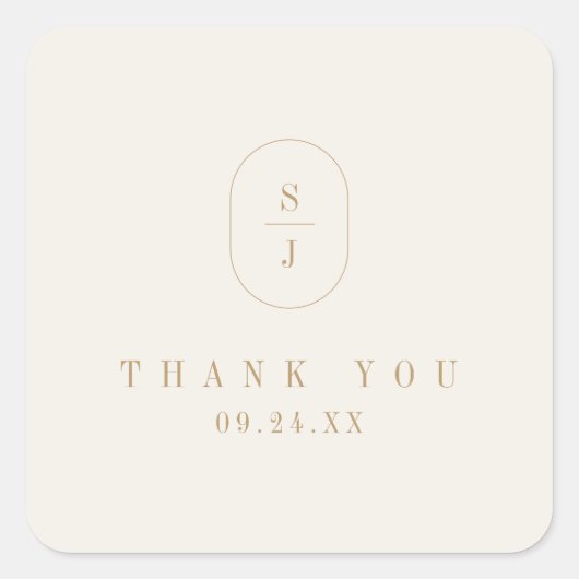 SHYLAHミニマル金ゴールドクリームボー結婚ホありがとう スクエアシール (正面)