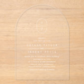 SHYLAHモノグラムホワイトボホモダンユニーク結婚のSHYLAH アクリル招待状 (正面)