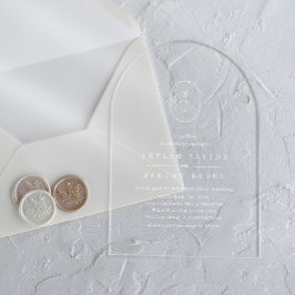 SHYLAHモノグラムホワイトボホモダンユニーク結婚のSHYLAH アクリル招待状