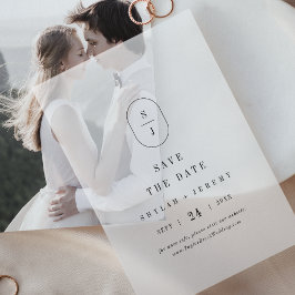 SHYLAHモノグラムユニーク結婚式の日付を保存 ベラム紙招待状