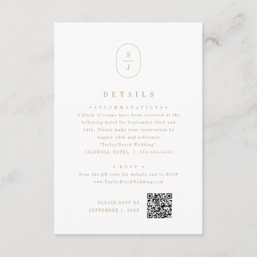 SHYLAH金ゴールドホワイトジオメトシンプルリ結婚詳細 エンクロージャーカード (正面)