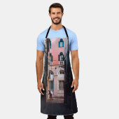 SIの白シャツと黒パンツ歩くの女性 エプロン (着用した状態)