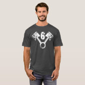 Siシリンダーの車好きな友達のためのV6エンジンデザイン Tシャツ (正面フル)