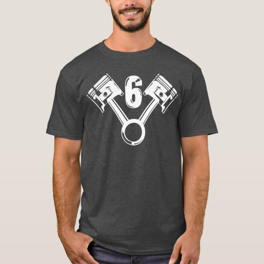 Siシリンダーの車好きな友達のためのV6エンジンデザイン Tシャツ (正面)