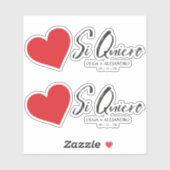 Sí Quiero Español Corazón Rojo Nombres para Boda シール (シート)