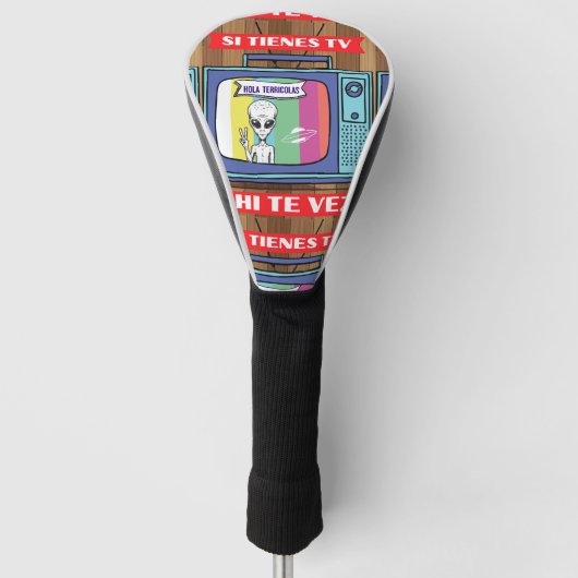 si tienes tv ahi te vez drawstringバッグ ゴルフヘッドカバー (正面)