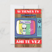 si tienes tv ahi te vez drawstringバッグ サンキューカード (正面)