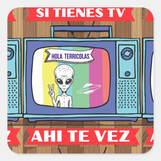 si tienes tv ahi te vez drawstringバッグ スクエアシール (正面)