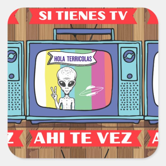 si tienes tv ahi te vez drawstringバッグ スクエアシール (正面)
