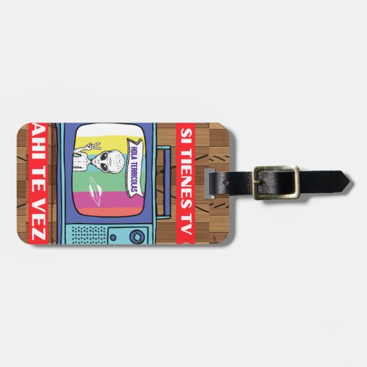 si tienes tv ahi te vez drawstringバッグ ラゲッジタグ (正面横)