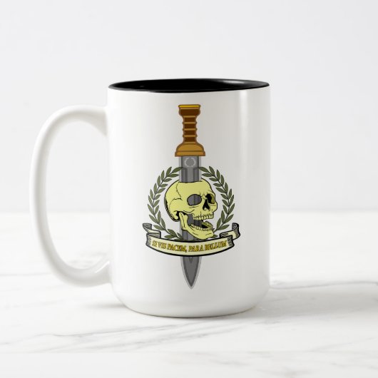 Si Vis Pacem, Para Bellum.. Skull ツートーンマグカップ (左)