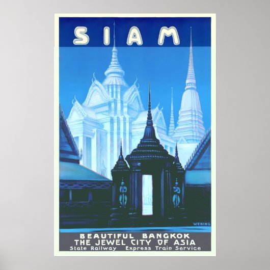 Siam Thailand Bangkok Temples Asia Wolrd Travel ポスター (正面)