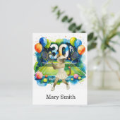 Siamese猫好きをテーマにしたテニスの誕生日 ポストカード (スタンド正面)