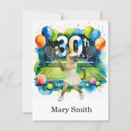 Siamese猫好きをテーマにしたテニスの誕生日 ポストカード