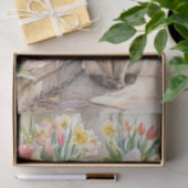 Siamese Bunny Cute Easter Cat with Tulips  薄葉紙 (ギフト)