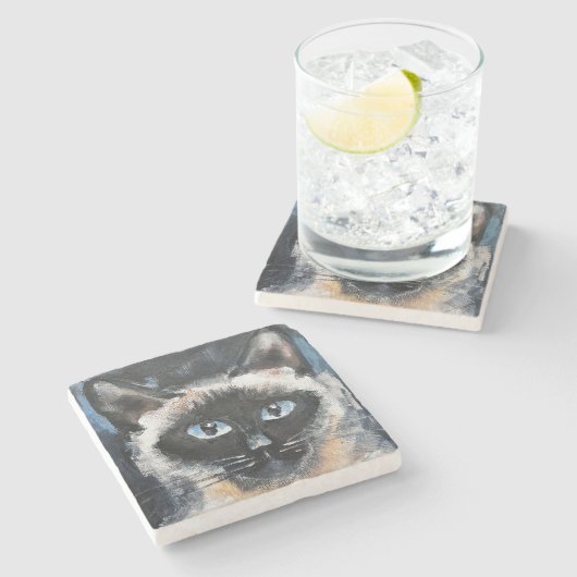 Siamese cat ストーンコースター (横)