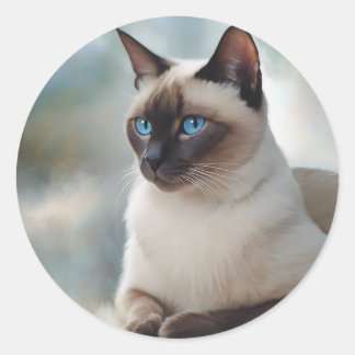 Siamese Cat 749デジタルアート ラウンドシール