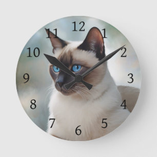 Siamese Cat 749デジタルアート ラウンド壁時計