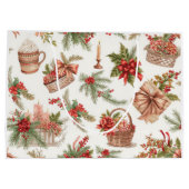 Siamese Cat arranging Flowers Winter Christmas  ラージペーパーバッグ (裏面)