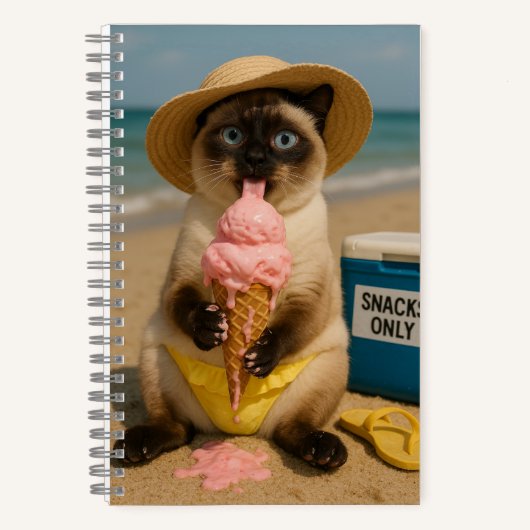 Siamese Cat at the Beach ノートブック (正面)