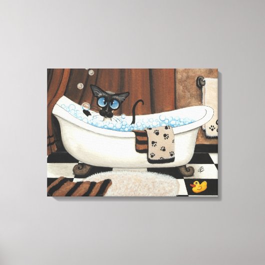 Siamese Cat Bathroom ArT by BiHrLe Canvas Print キャンバスプリント (正面)