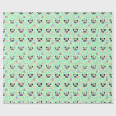 Siamese Cat Birthday Gift Wrapping Paper in Green ラッピングペーパー (フラット)