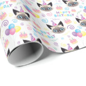 Siamese Cat Birthday Gift Wrapping Paper in White ラッピングペーパー (ロールコーナー)